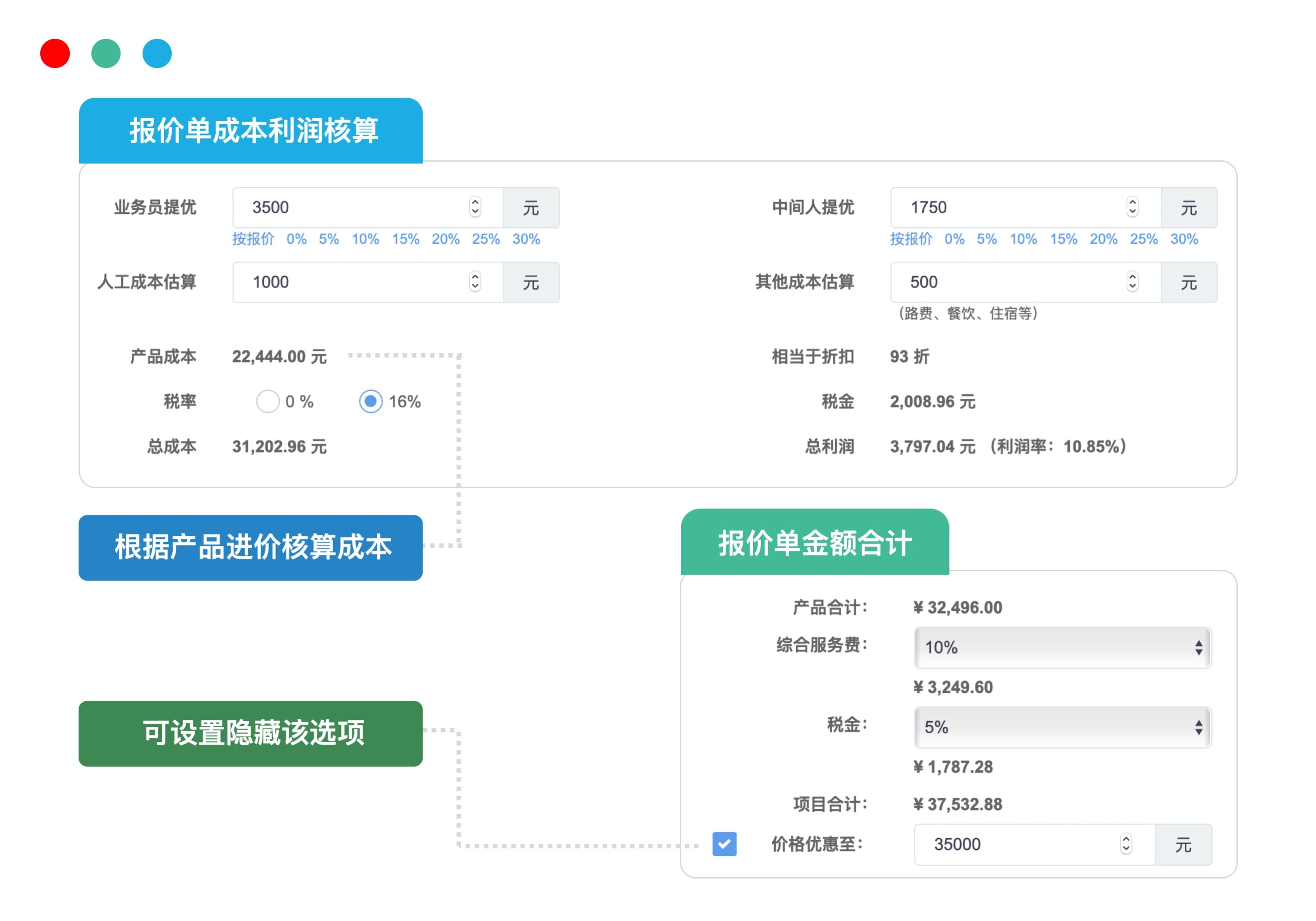 自动核算成本利润